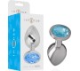 Intense Anal Toys INTENSE - ALUMINUM METAL ANAL PLUG WITH BLUE CRYSTAL SIZE L