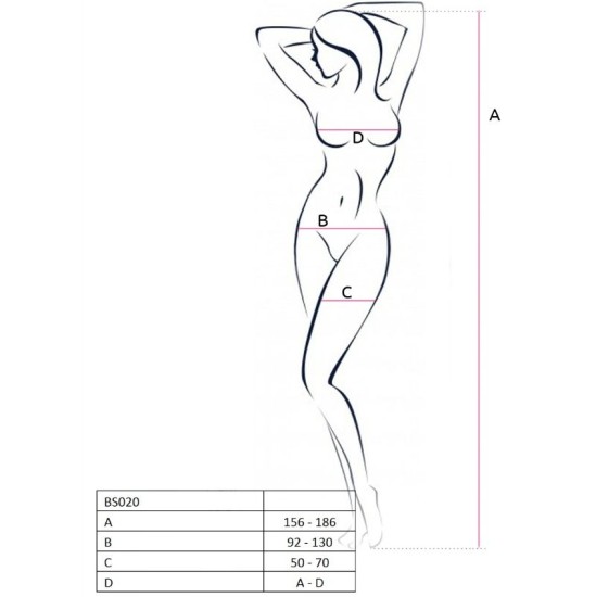 Passion Woman Bodystockings PASSION WOMAN BS020 WHITE BODYSTOCKING VIENS IZMĒRS