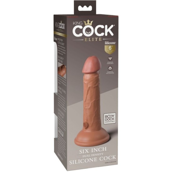 King Cock ELITAS – REALISTINĖ SILIKONINĖ DILDO 15,2 CM KARAMELĖ