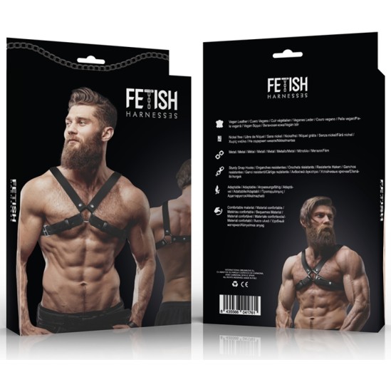 Fetish Submissive Attitude MEN'S ADJUSTABLE ECO-LEATHER CROSS CHEST BULLDOG HARNESS