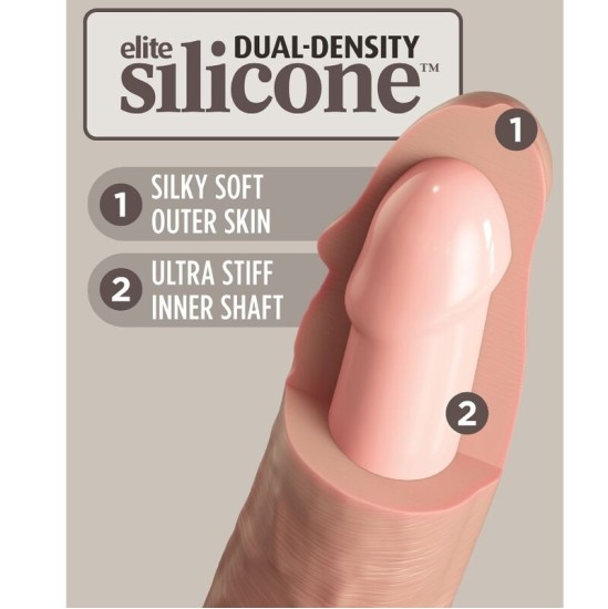 King Cock ELITE — REĀLISTS DILDO VIBRATORS UN SILIKONA TĀLVADĪBAS PULTS 17,8 CM