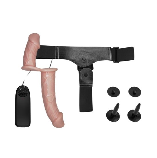 Baile Strap-On with Double Dildo with Vibration Flesh