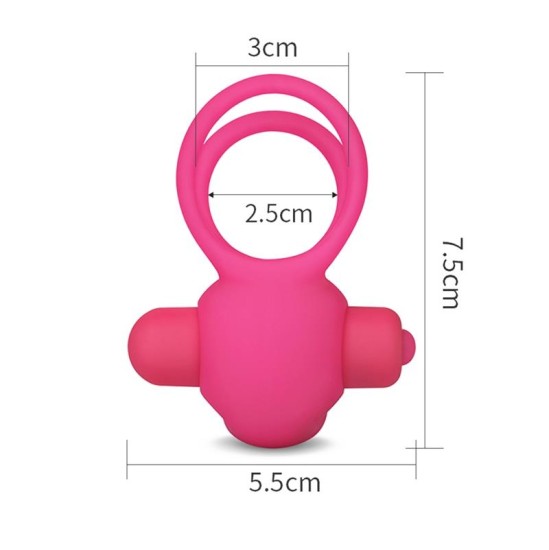 Lovetoy Dubults vibrējošs Cockring Power Clit Duo Rozā