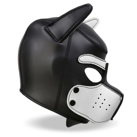 Intoyou Bdsm Line Hound Neoprene Dog Hood with Removable Muzzle White/Black One Size