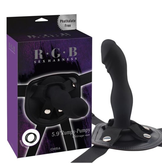 Chisa Strap-On ar Dildo Rumpy Silikona Black