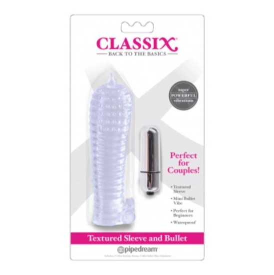 Classix Dua tekstureeritud sleeve ja Mini Bullet Clear