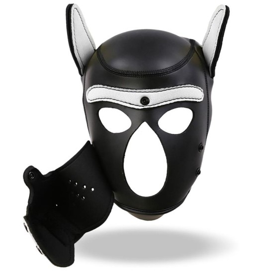 Intoyou Bdsm Line Hound Neoprene Dog Hood with Removable Muzzle White/Black One Size