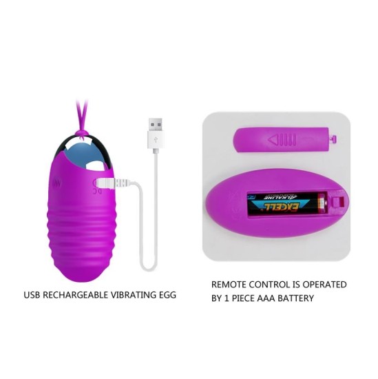 Prettylove Vibrating Egg Jessica USB Purple