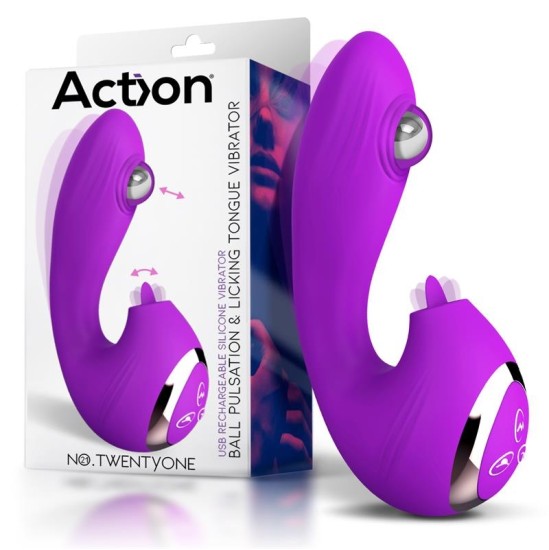 Action No. TwentyOne Vibe with Ball Pulsation and Lickint Tongue