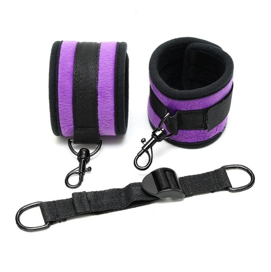 Bondage Play Rimba Ankle Cuffs with Adjustable Spreader Strap Adjustable Purple