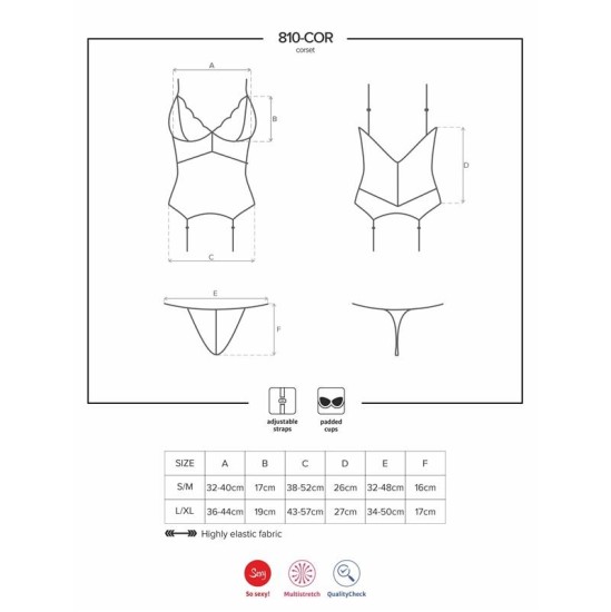 Obsessive 810-COR-2 korsetas ir stringai balti