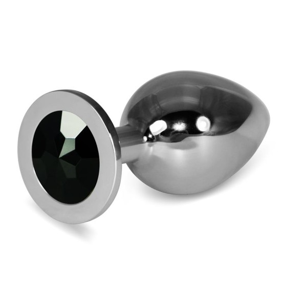 Lovetoy Metal Butt Plug RoseBud Classic with Black Jewel Size L