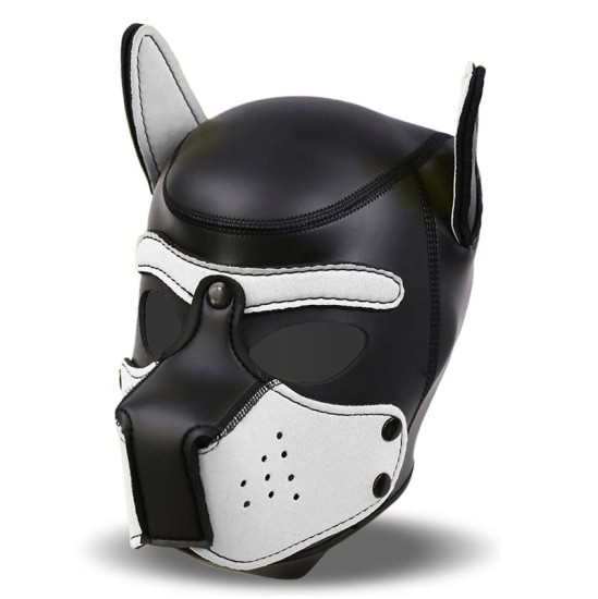 Intoyou Bdsm Line Hound Neoprene Dog Hood with Removable Muzzle White/Black One Size