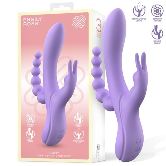 Engily Ross Lindsay Vibe with Anal Chain Liquid Silicone Unibody Flexible 2 Motors