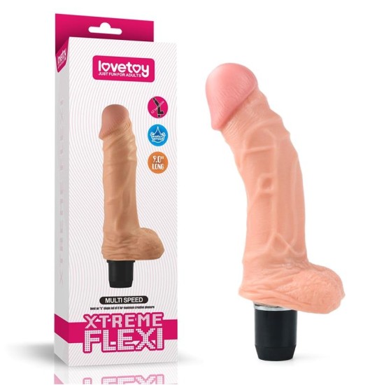 Lovetoy Dildo Flexi 9 su vibraciniu minkštimu