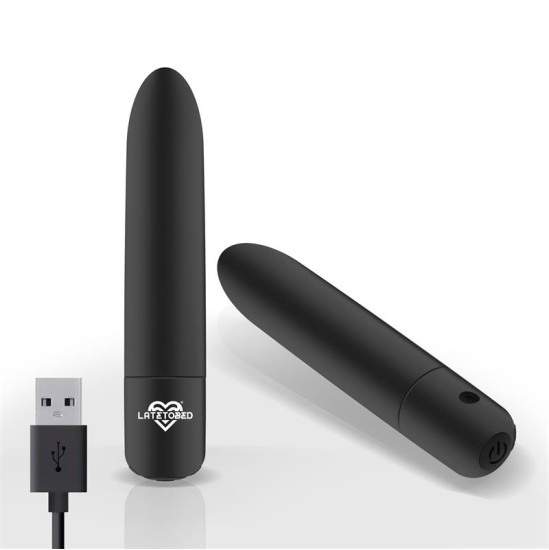 Latetobed Shoty Vibrating Bullet USB 10 Speeds Jaudīgs Motors Melns