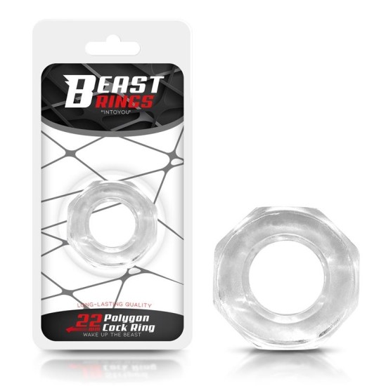 Beast Rings Cock Ring Super Flexible Polygon 2.2 cm Clear