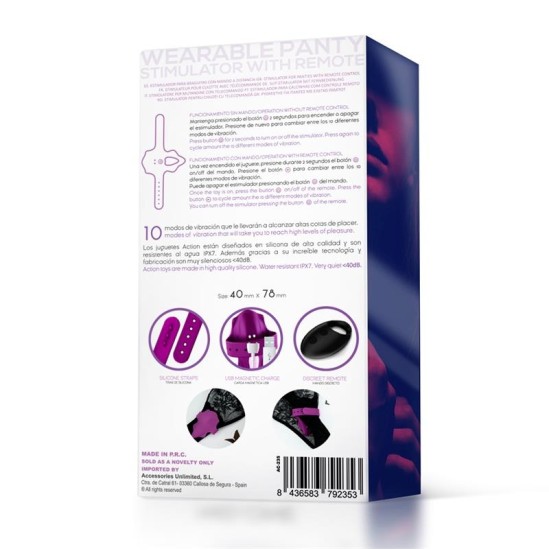 Action Nr Seventeen Panty Stimulator Remote Control Magnetic USB Purple