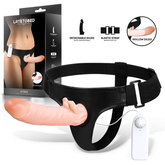 Harness Collection Latetobed Hybee Multi-Speed Strap-On ar dobu dildo un tālvadības pulti