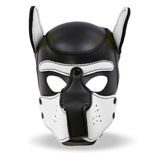 Intoyou Bdsm Line Hound Neoprene Dog Hood with Removable Muzzle White/Black One Size