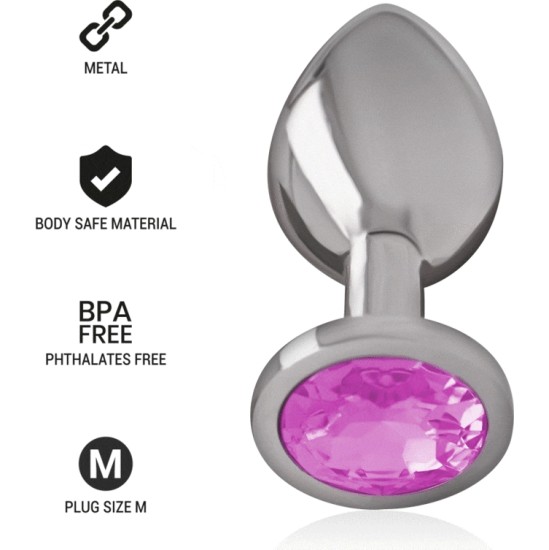 Intense Anal Toys INTENSE - METAL ALUMINUM ANAL PLUG WITH PINK GLASS SIZE M