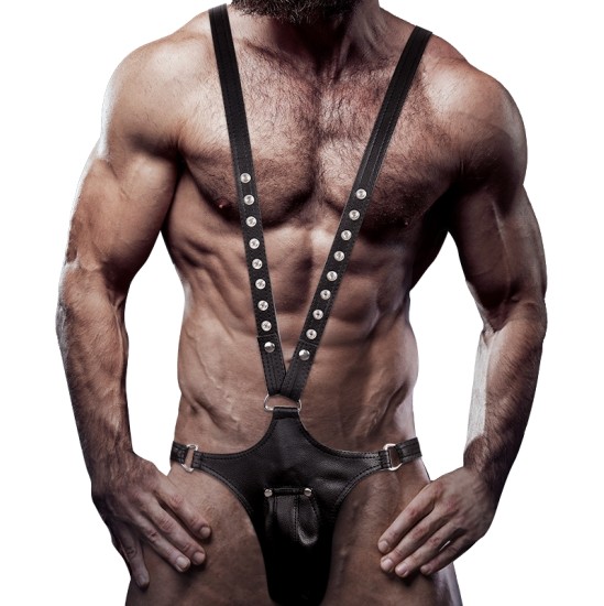 Fetish Submissive Attitude MEN'S V-SHAPED ECO-LEATHER HARNESS