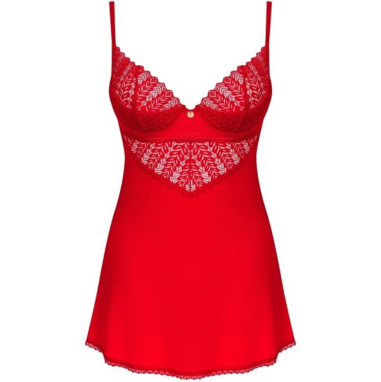 Obsessive Chemise OBSESSIVE - INGRIDIA CHEMISE & THONG RED XS/S