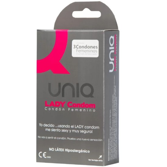 Uniq LADY CONDOM LATEX FREE FEMALE CONDOMS WITH GARTER BELT 3 UNITS