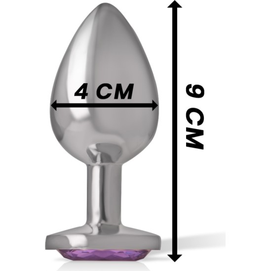 Intense Anal Toys INTENSE - METAL ALUMINUM ANAL PLUG WITH VIOLET GLASS SIZE L