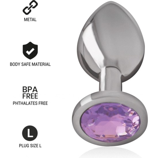 Intense Anal Toys INTENSE - METAL ALUMINUM ANAL PLUG WITH VIOLET GLASS SIZE L