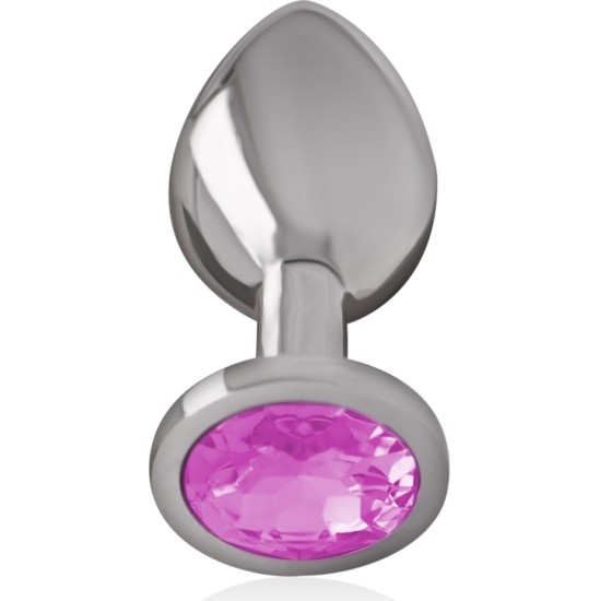 Intense Anal Toys INTENSE - METAL ALUMINUM ANAL PLUG WITH PINK GLASS SIZE M