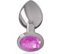 Intense Anal Toys INTENSE - METAL ALUMINUM ANAL PLUG WITH PINK GLASS SIZE M