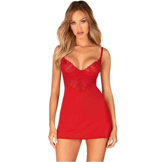 Obsessive Chemise OBSESSIVE - INGRIDIA CHEMISE & THONG RED XS/S