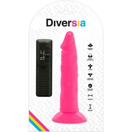 Diversia Elastīgs Dildo ar vibrāciju 23 CM - rozā