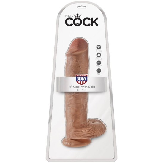 King Cock REĀLISTS PENIS AR Bumbiņām 22,6 CM KARAMELE