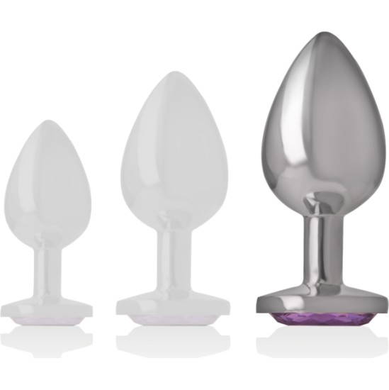 Intense Anal Toys INTENSE - METAL ALUMINUM ANAL PLUG WITH VIOLET GLASS SIZE L