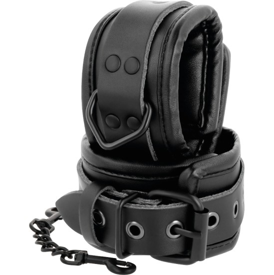 Darkness Bondage DARKNESS - ADJUSTABLE ANKLE HANDCUFFS BLACK LEATHER