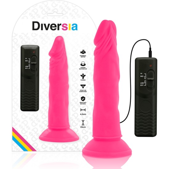 Diversia Elastīgs Dildo ar vibrāciju 23 CM - rozā