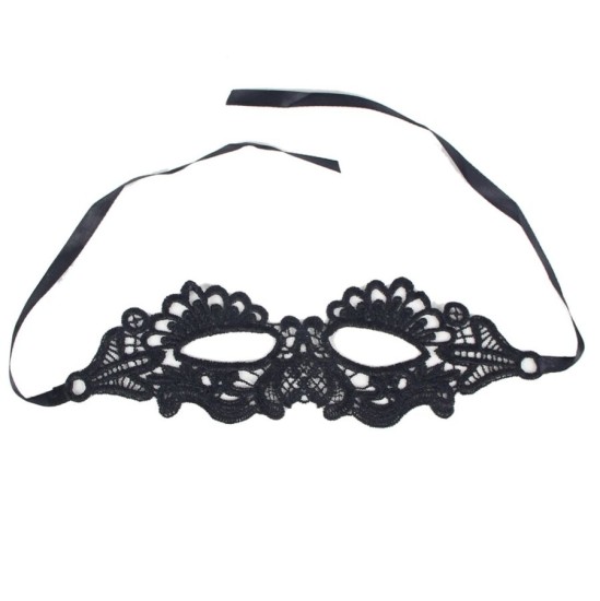 Queen Lingerie ENCHANTING BLACK LACE EYE MASK ONE SIZE