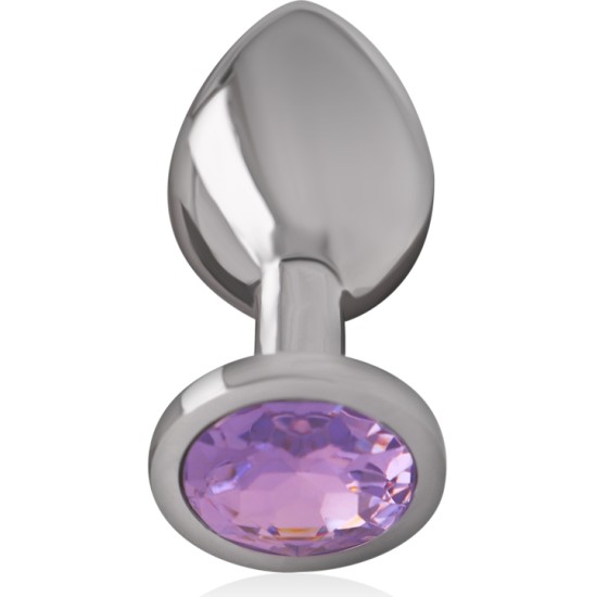 Intense Anal Toys INTENSE - METAL ALUMINUM ANAL PLUG WITH VIOLET GLASS SIZE L