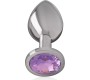 Intense Anal Toys INTENSE - METAL ALUMINUM ANAL PLUG WITH VIOLET GLASS SIZE L