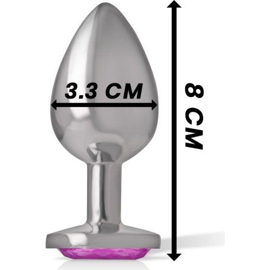 Intense Anal Toys INTENSE - METAL ALUMINUM ANAL PLUG WITH PINK GLASS SIZE M