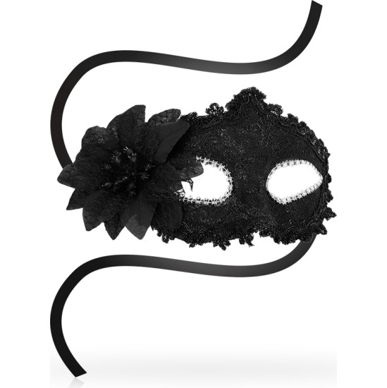 Ohmama Masks OHMAMA - ANTIZAZ MASKS VENETIAN STYLE SIDE FLOWER - BLACK