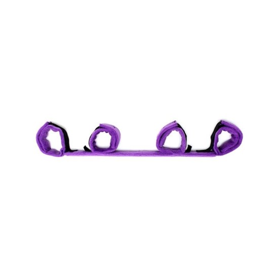 Bondage Play Spreader Bar with 4 Cuffs Purple