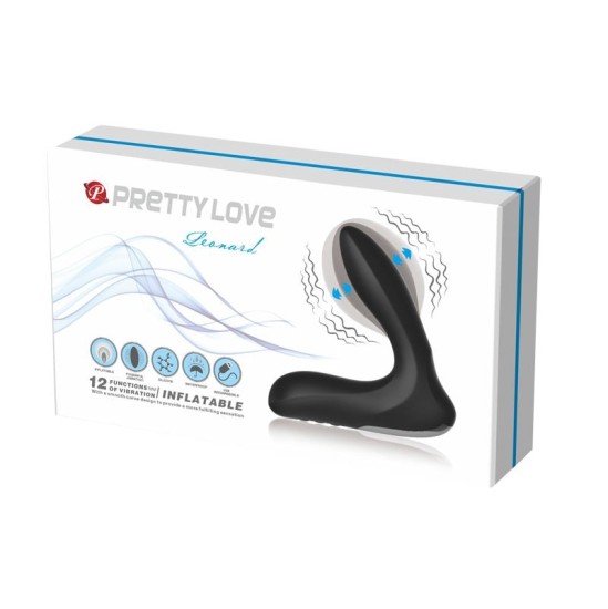 Prettylove Anal Stimulator Inflatable Leonard Silicone USB Black