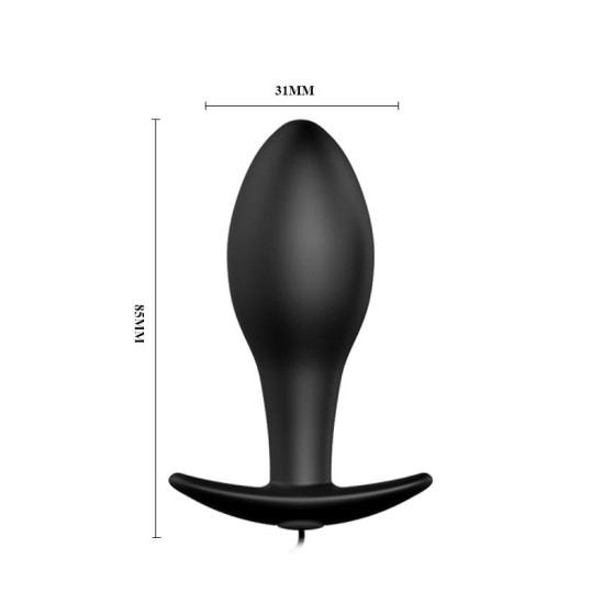 Prettylove Anal Plug Black Anchor with Remote Control