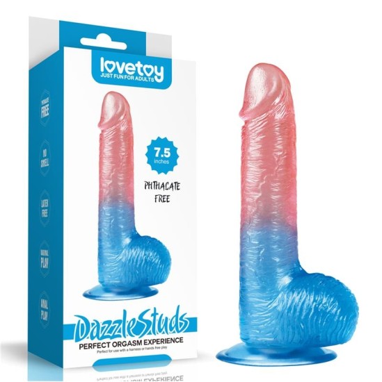 Lovetoy Dildo Dazzle Studs 7.5 rozā un zilā krāsā