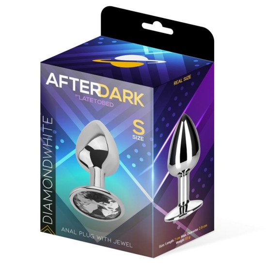 Afterdark Butt Plug with Jewel Diamond White Size S Aluminium