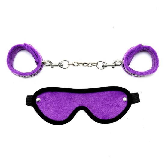 Bondage Play Rimba Handcuffs and Eyemask Purple