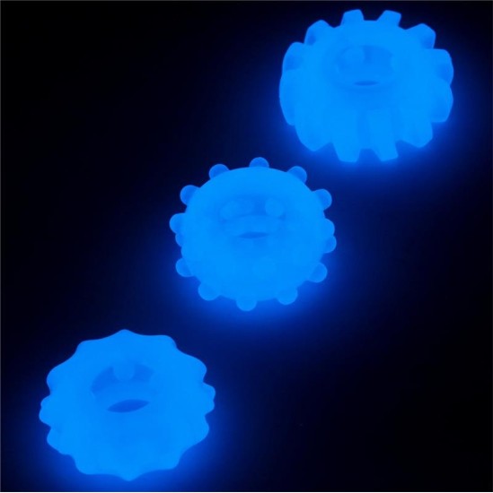 Lovetoy Lumino Play Set 3 Penis Ring Blue Light